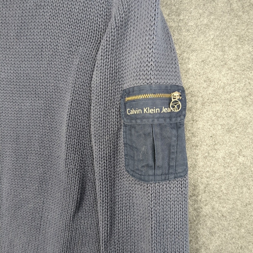 Calvin Klein Jeans Womens Small Blue Chunky Knit Turtleneck Sweater - Picture 7 of 13